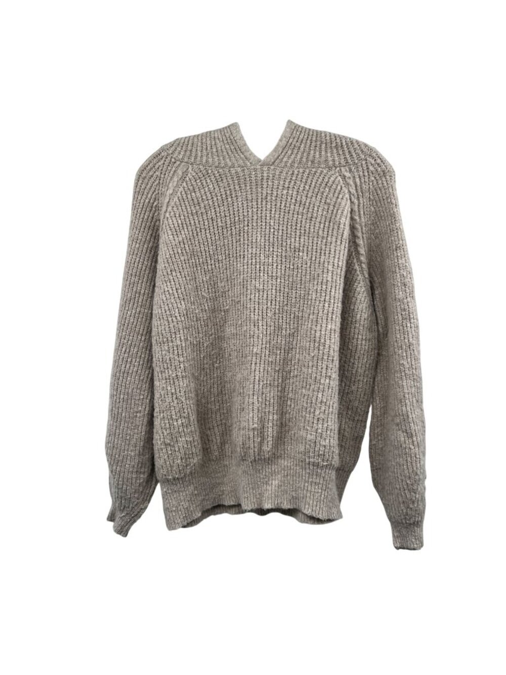 Blu Ivy Womens Pullover Hooded Sweater Ribbed Knit Beige Size M/L
